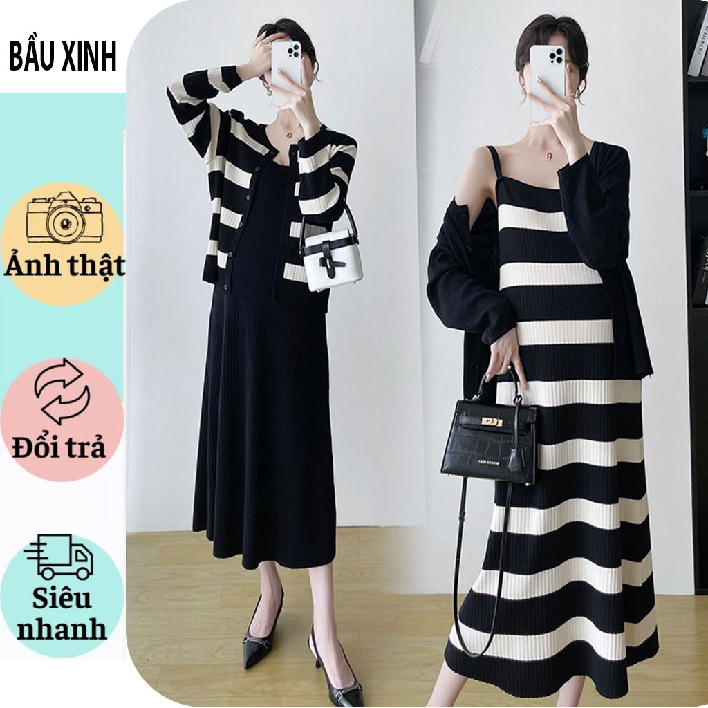 SÉT LEN ĐẦM VÁY BẦÙ -SÉT VÁY LEN QUẢNG CHÂU THUI ĐÔNG GỒM 1 VÁY YẾM+ÁO LEN KHOÁC NGOÀI XINH XẮN FRESIZE