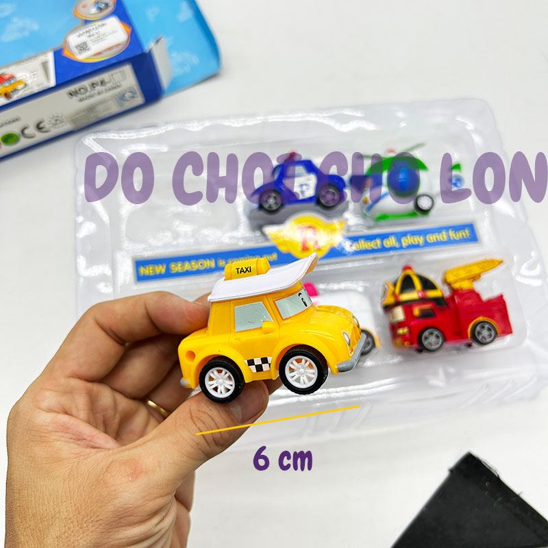 Hộp đồ chơi 6 xe ô tô Robocar Poli chạy trớn P4-1 bằng nhựa