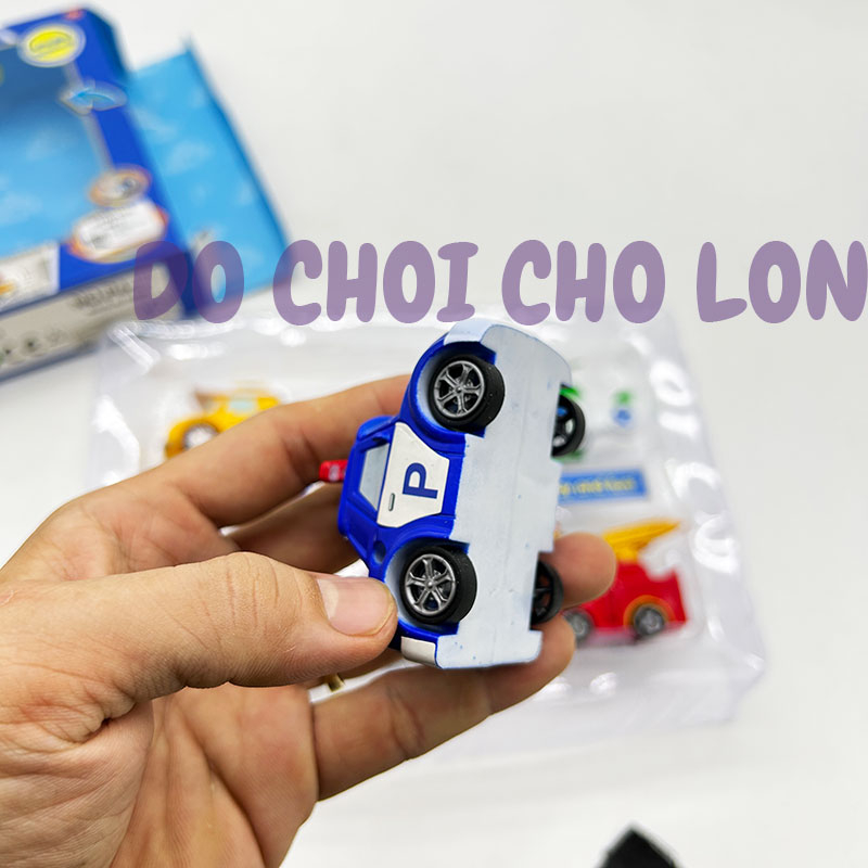 Hộp đồ chơi 6 xe ô tô Robocar Poli chạy trớn P4-1 bằng nhựa