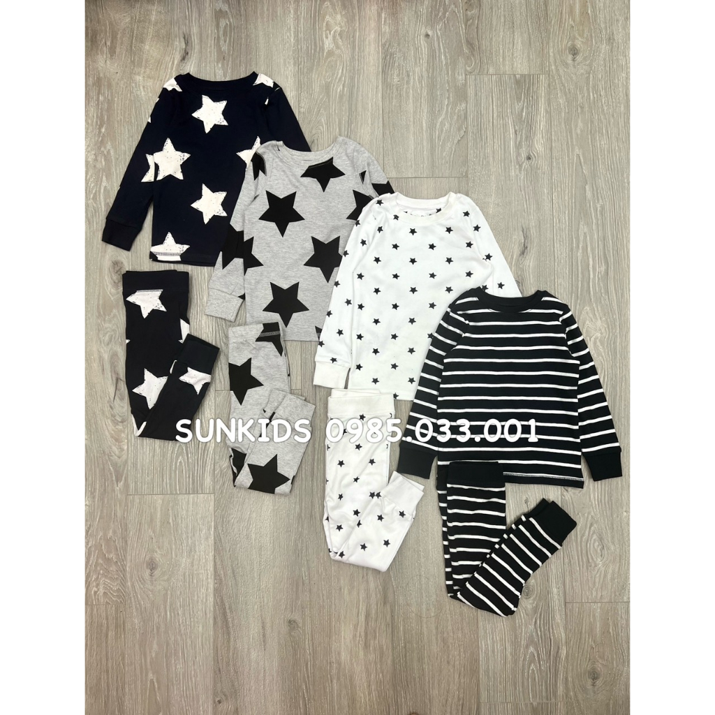 Bộ thu đông bé trai cotton họa tiết