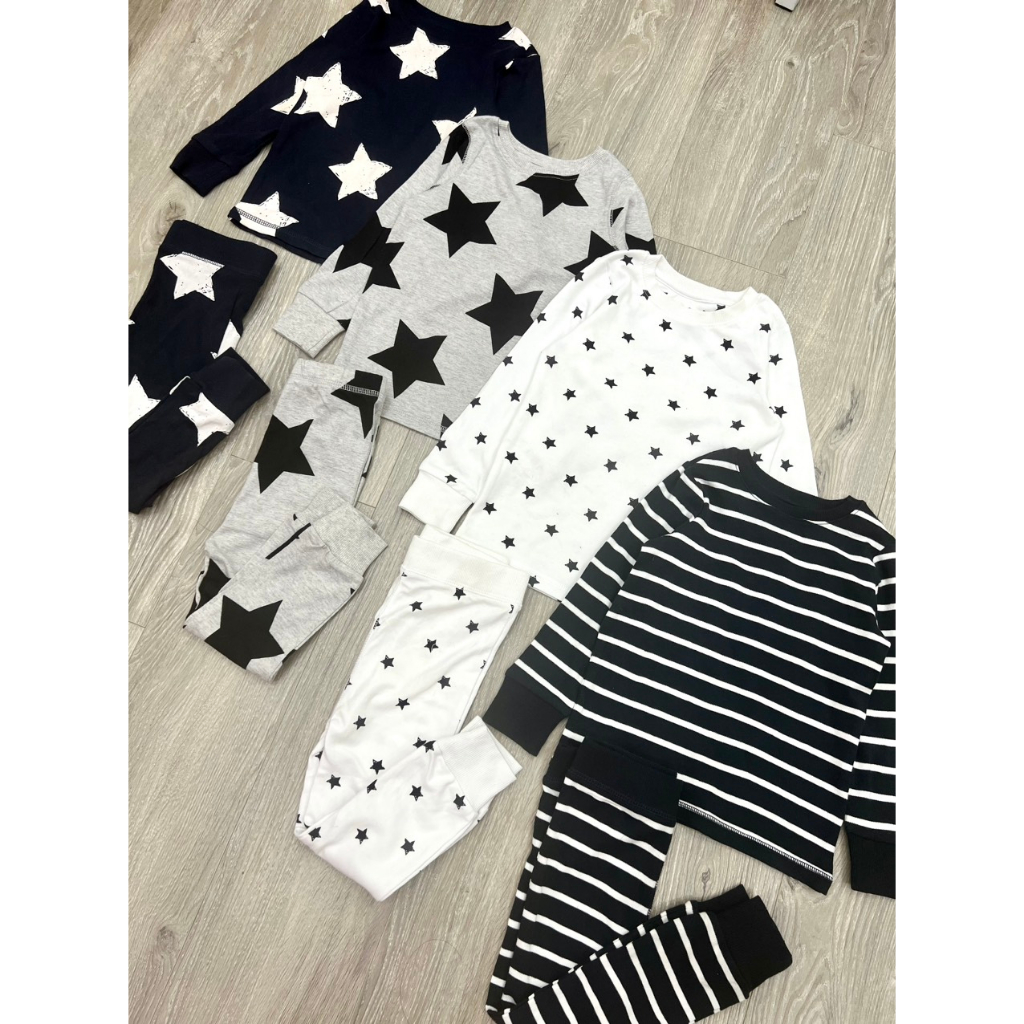 Bộ thu đông bé trai cotton họa tiết