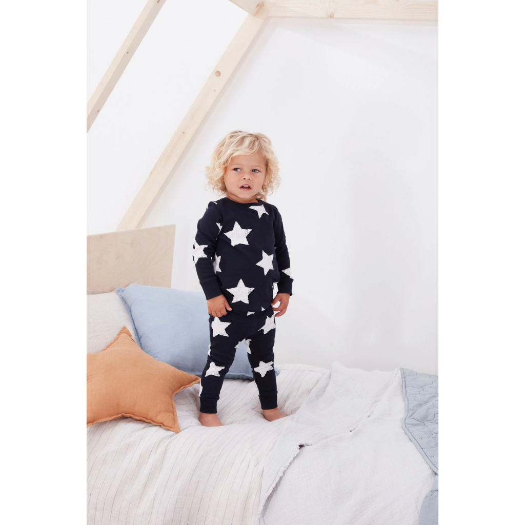 Bộ thu đông bé trai cotton họa tiết