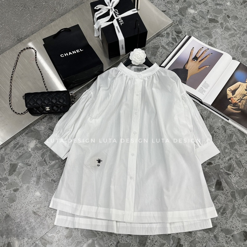 Áo Sơ Mi Di.or Nhăn Dáng Babydoll Hàng QC