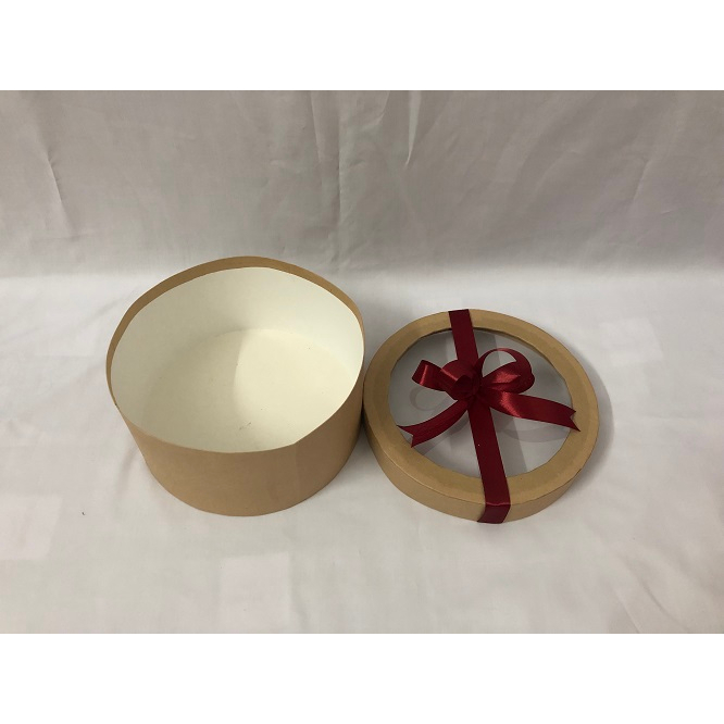 Hộp tròn để trái cây/quà tặng/hoa mặt kiếng/nắp mica đk 20 cm cao 10 cm/hộp