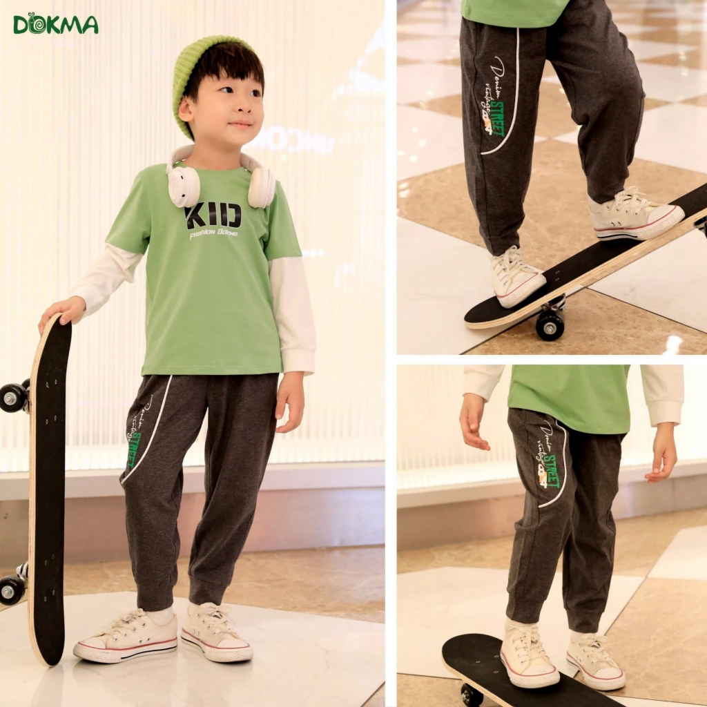 💥 Quần dài bé trai dày 2-7 tuổi nỉ Cotton da cá mịn Dokma Voi.kids DQ1914