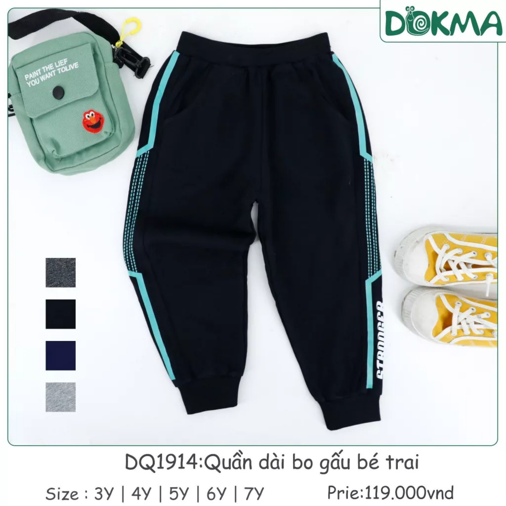 💥 Quần dài bé trai dày 2-7 tuổi nỉ Cotton da cá mịn Dokma Voi.kids DQ1914
