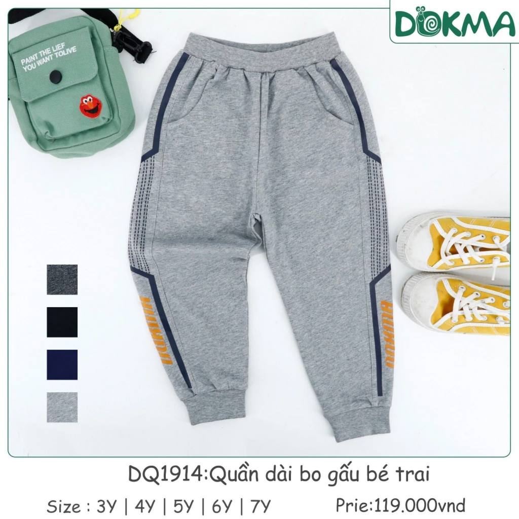 💥 Quần dài bé trai dày 2-7 tuổi nỉ Cotton da cá mịn Dokma Voi.kids DQ1914