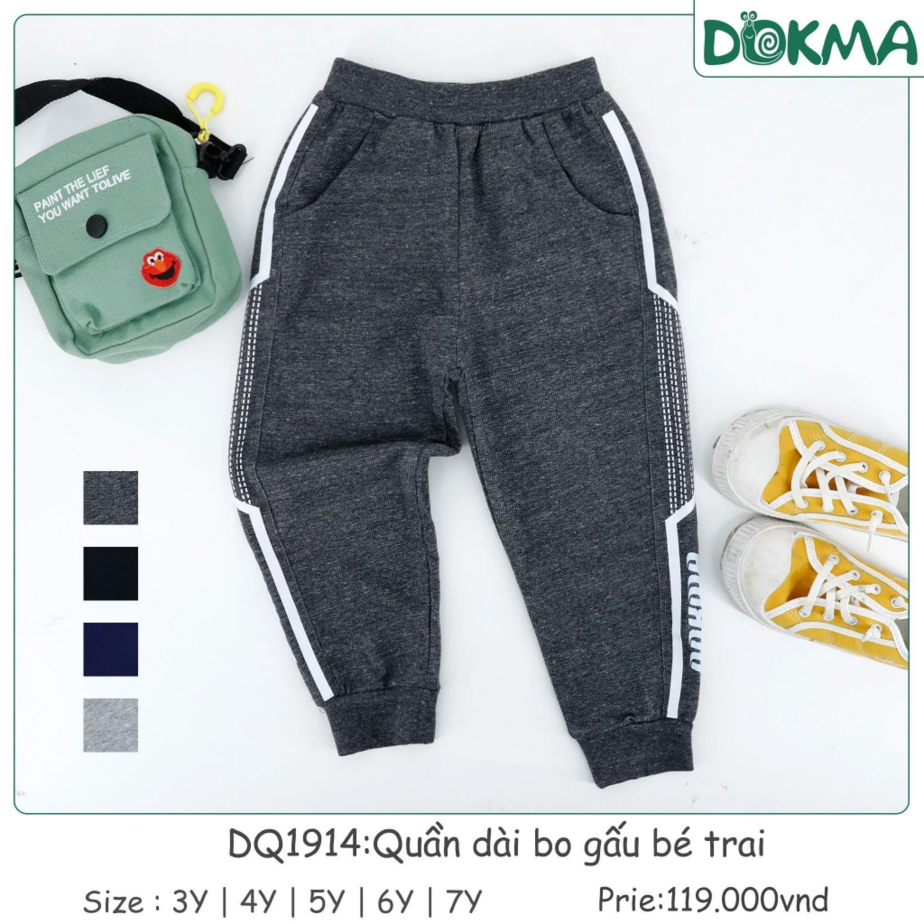 💥 Quần dài bé trai dày 2-7 tuổi nỉ Cotton da cá mịn Dokma Voi.kids DQ1914