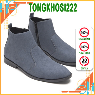 Giày Chelsea Boot Nam Cổ Khóa Màu Xám Da Buck Cực Chất CB521-bucxamkhoa-tongkhosi222