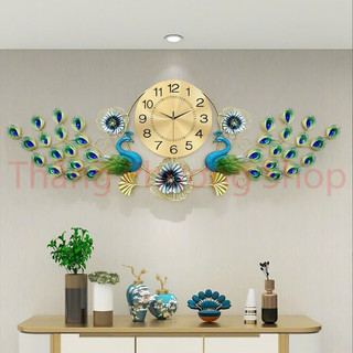 Đồng hồ treo tường trang trí đôi công uyên ương 006