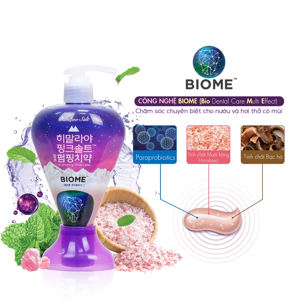 [Quà tặng không bán] Kem đánh răng Bamboo Salt Himalaya Pinksalt Pumping  Biome 285g