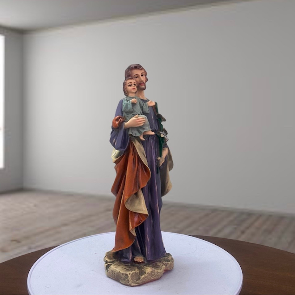 Tượng Giuse Bế Chúa - Biểu tượng Sự Hiến Dâng và Bảo Vệ, kích thước chiều cao 25cm.