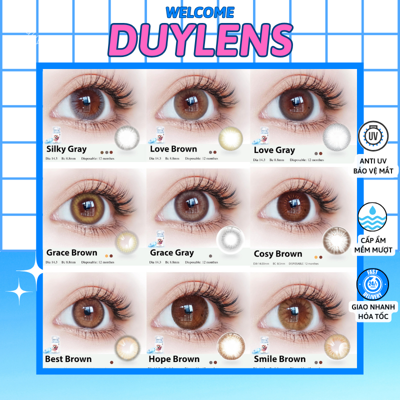 30 mẫu lens Hàn 0 độ hạn 1 năm chính hãng Duy Lens