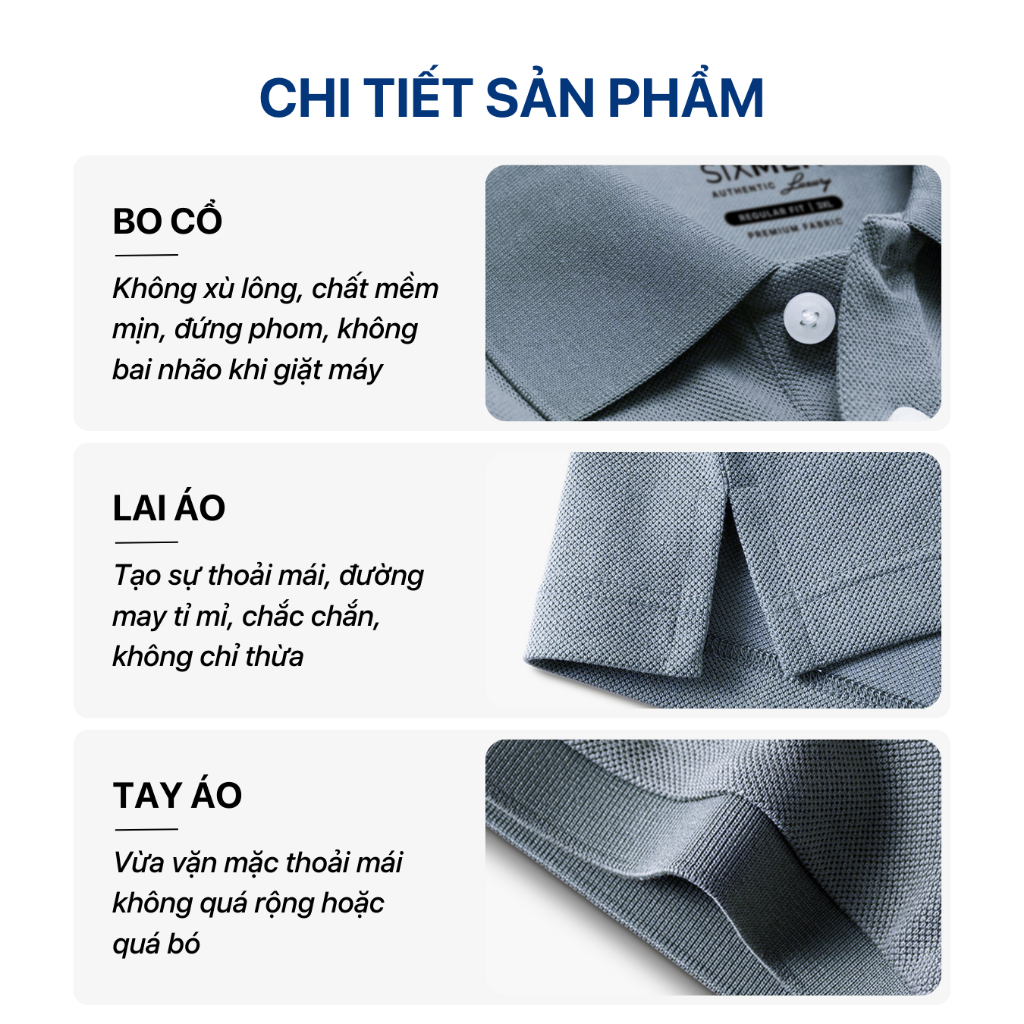 Áo Polo nam cao cấp có cổ SIXMEN  - BASIX LOGO SIXMEN vải cá sấu cotton CVC thoáng mát, thanh lịch