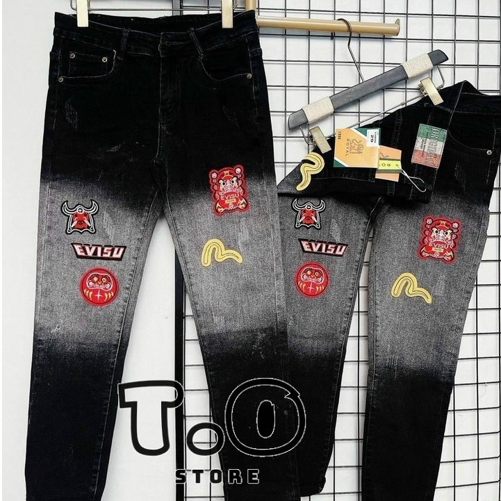 Quần jean dài  nam cao cấp Thêu logo đẹp phối dây kéo lệch siêu đẹp mẫu mới hotrend