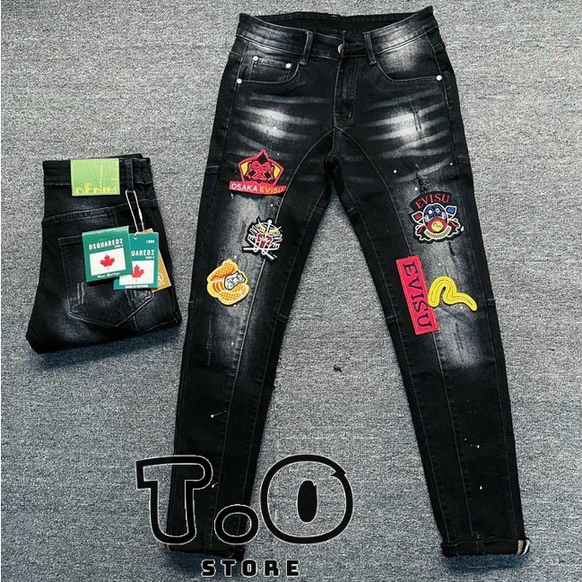 Quần jean dài  nam cao cấp Thêu logo đẹp phối dây kéo lệch siêu đẹp mẫu mới hotrend