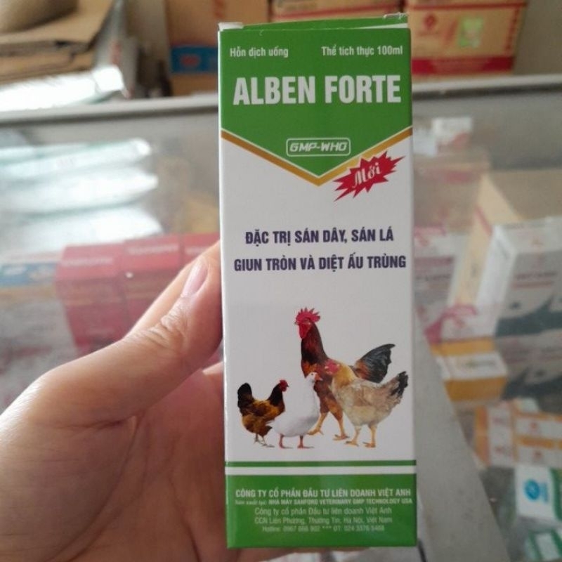 Alben fort 100ml sạch giun sán gia cầm, không mất cơ, mất lực