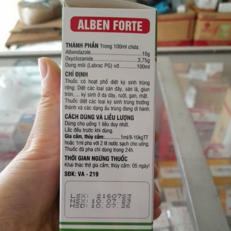 Alben fort 100ml sạch giun sán gia cầm, không mất cơ, mất lực