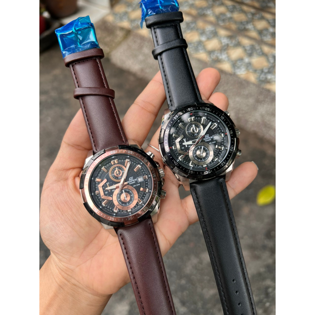 ĐỒNG HỒ NAM EDIFICE EFR-539 KIM ĐIỆN TỬ , DÂY DA MÀU NÂU, ĐEN