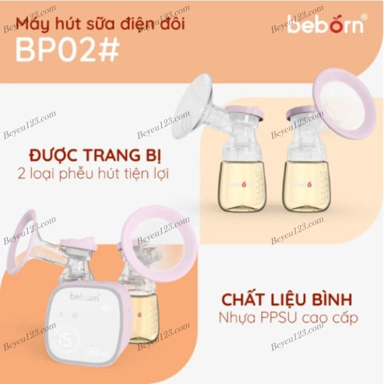 Máy hút sữa điện đôi cao cấp có pin sạc Beborn BP02, BP02# (Cùng Nhà cung cấp Fatzbaby Fatz)