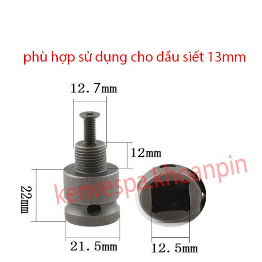 Đầu chuyển từ bulong 1/2 sang đầu khoan, đầu kẹp mũi khoan