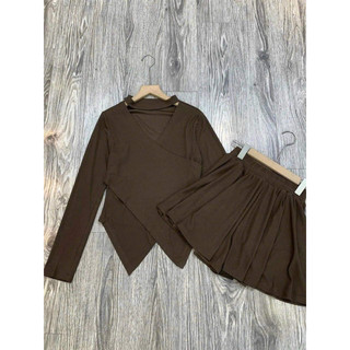 Set thun cổ tim kèm chân váy bigsize