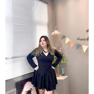 SET THUN CỔ TIM KÈM CHÂN VÁY BIGSIZE