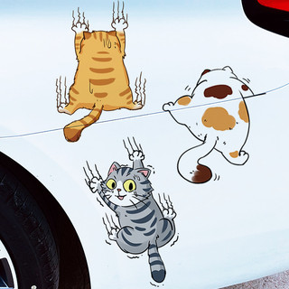 Tem decal dán xe độc đáo hình 3 con mèo bám trên xe hơi