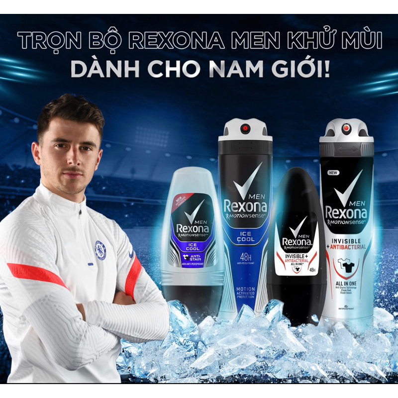 Lăn Khử Mùi Nam Rexona Khô Thoáng Invisible & Antibacterial 45ml