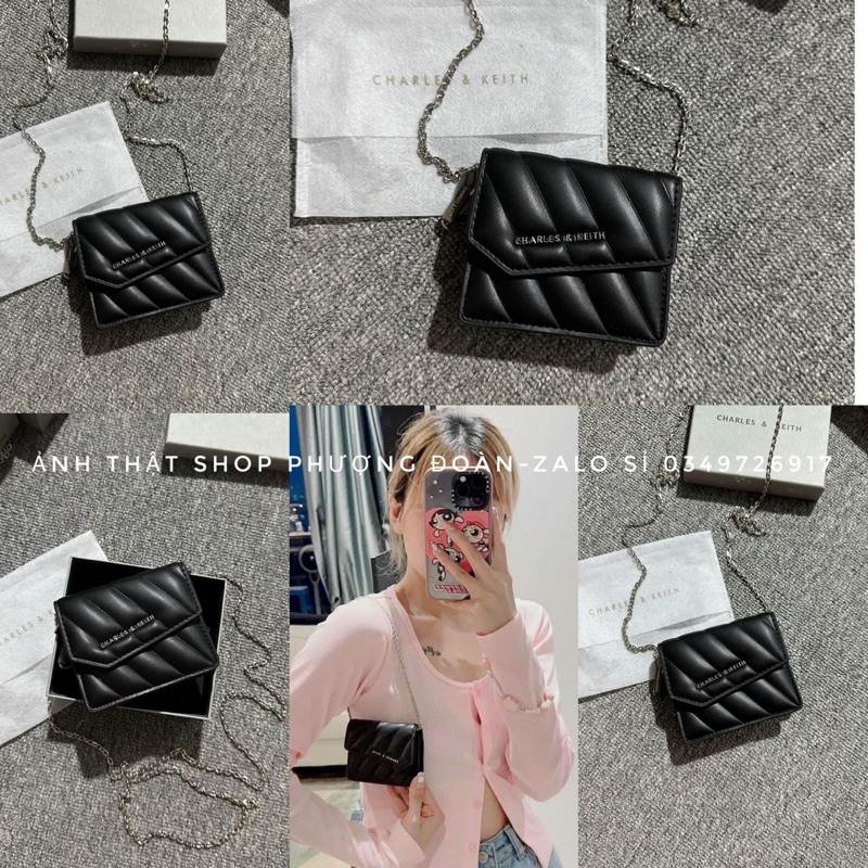 Ví C.K nắp trần chéo mini có kèm dây đeo siêu xinh FULL HỘP