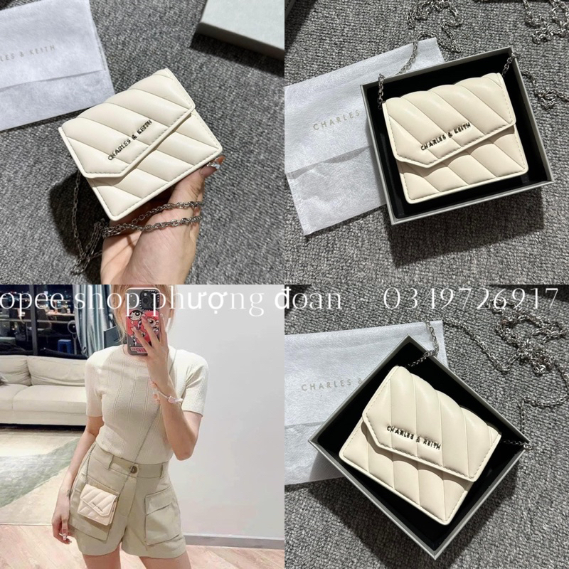Ví C.K nắp trần chéo mini có kèm dây đeo siêu xinh FULL HỘP