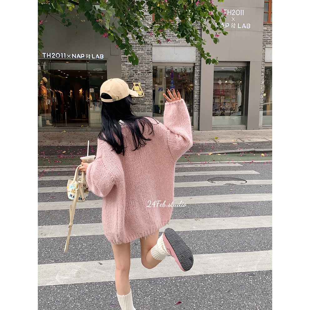 Áo khoác cardigan len mỏng tay bo phong cách vintage Hàn Quốc