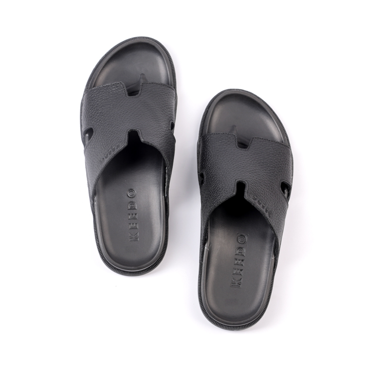 Dép nam chữ H da bò thật may quai sẵn KEEDO KD5513