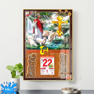 🧧🧨🧧tranh lịch tết công giáo tráng gương treo tặng kèm block lịch