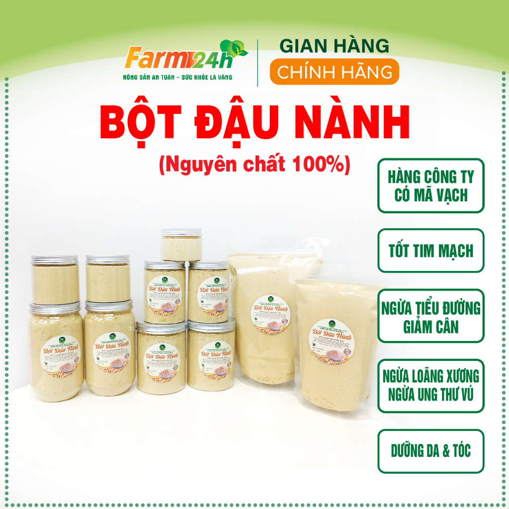 Bột đậu nành nguyên chất 100%, hàng công ty có mã vạch, tốt cho tim mạch, giảm cân, ngừa tiểu đường, loãng xương