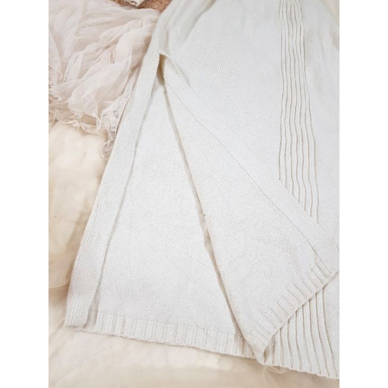 Đầm/Váy len Nhật, tay phồng, trắng ngà , len móc xù, freesize/bigsize, 2hand/used, 9313