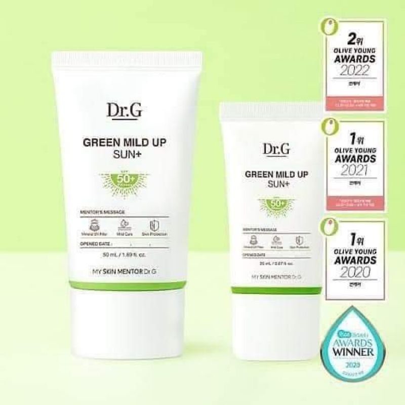 ☀️SET KEM CHỐNG NẮNG DR.G GREEN MILD UP SUN SPF 50/PA++++(gồm 02 tuýp 50ml + tặng kèm 02 tuýp 10ml)