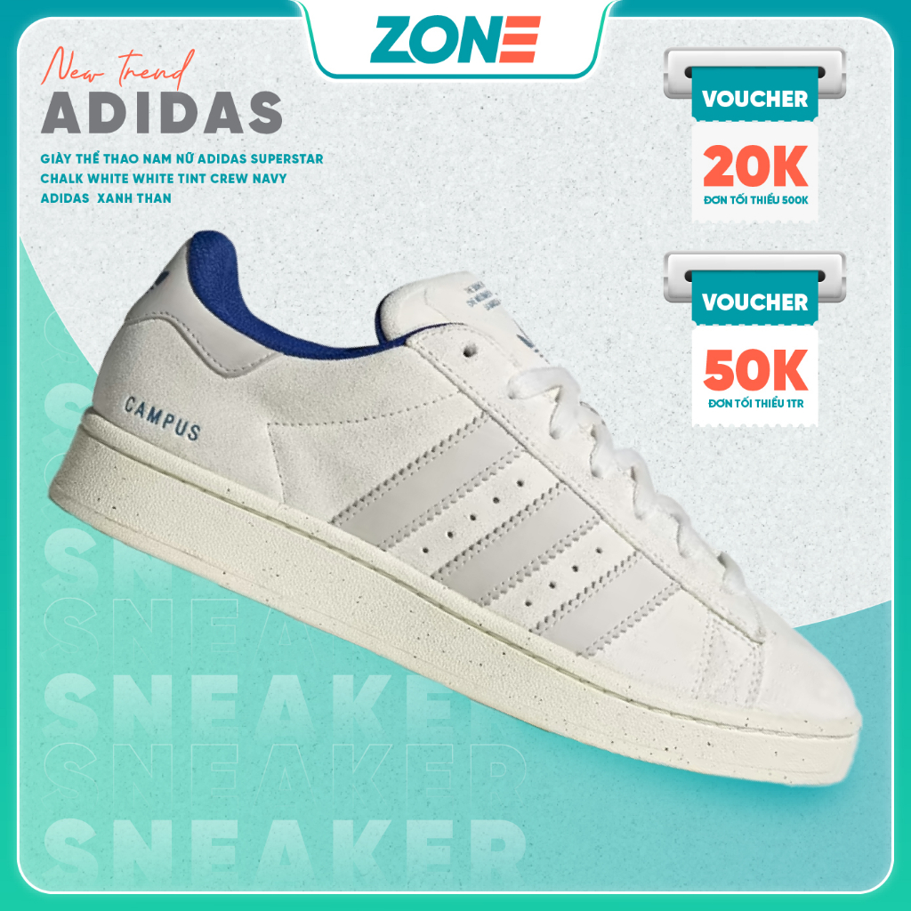 Giày Thể Thao Nam Nữ Adidas Superstar Chalk White White Tint Crew Navy Adidas  Xanh Than