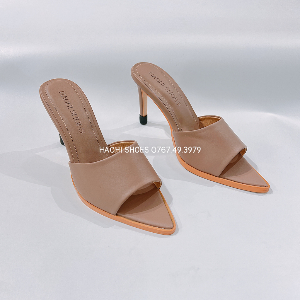 Dép guốc nữ mũi nhọn quai trong gót nhọn 7p - 9p B009 Hachi shoes