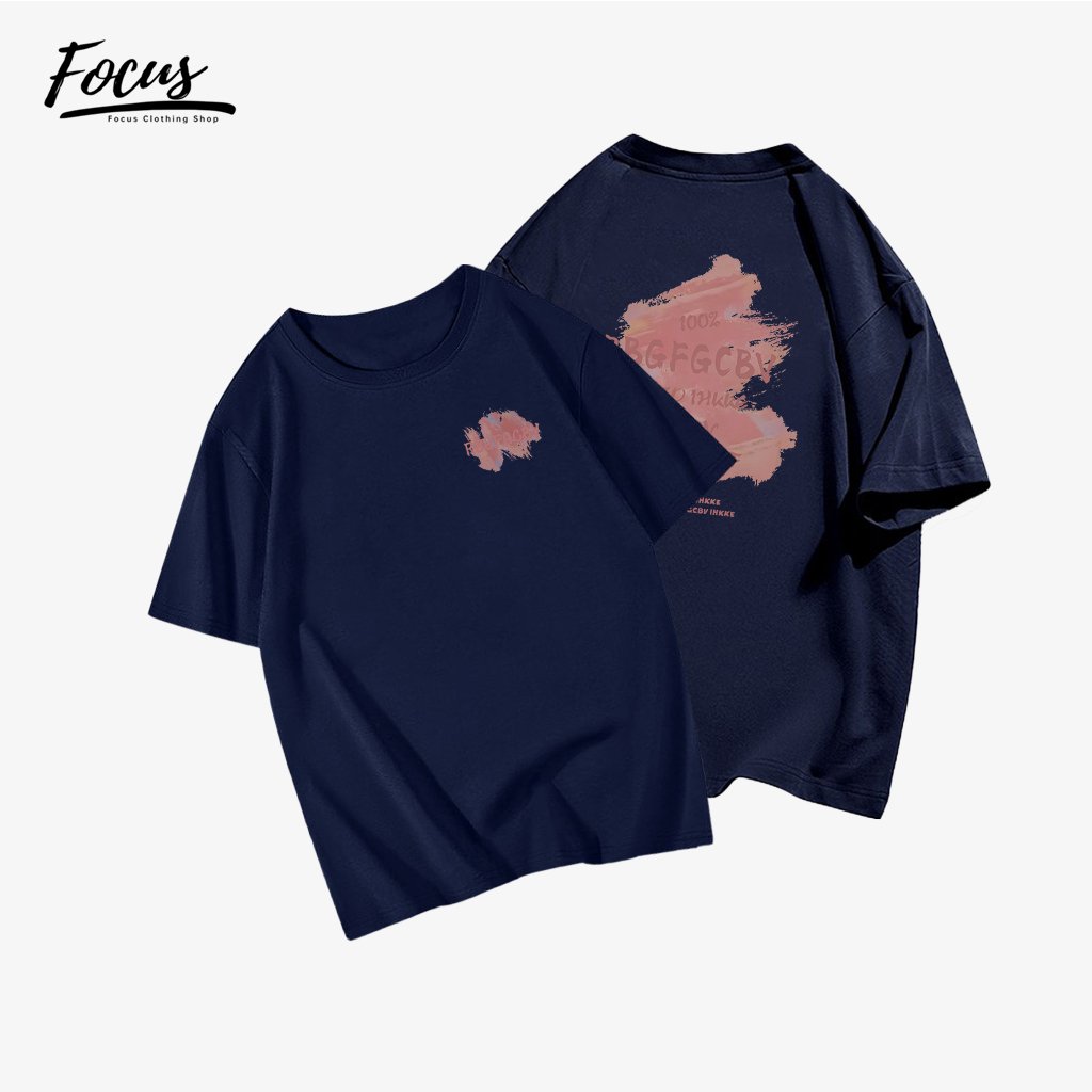 FOCUS local brand fashion vintage Trắng cổ tròn áo thun nữ kiểu bigsize unisex tay lỡ 100%cotton