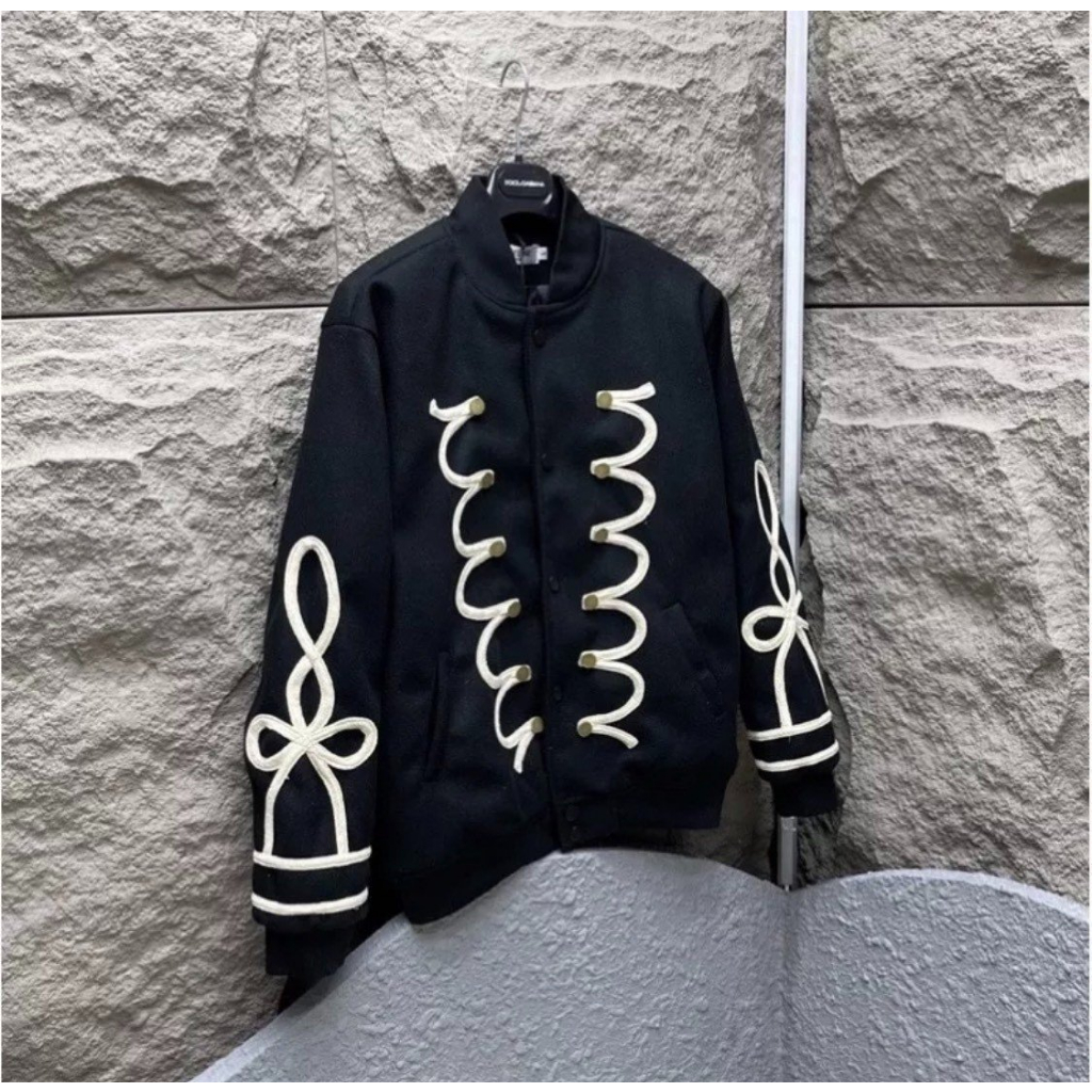 Áo Khoác Bomber Đính Dây Chất Dạ Hàn 2 Lớp - Áo Bomber Nam Nữ Đính Dây Phong Cách Boy Phố