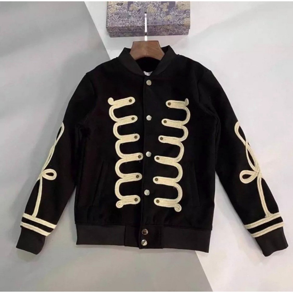 Áo Khoác Bomber Đính Dây Chất Dạ Hàn 2 Lớp - Áo Bomber Nam Nữ Đính Dây Phong Cách Boy Phố