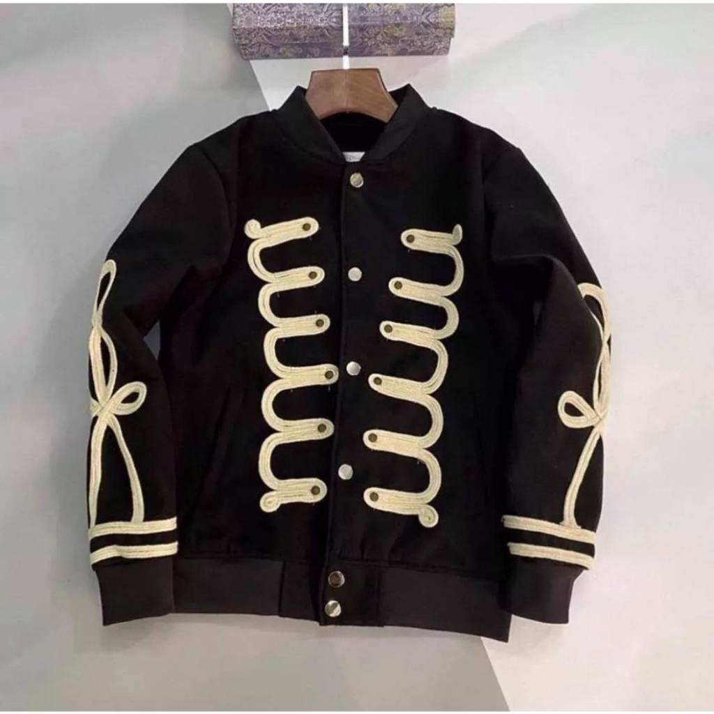 Áo Khoác Bomber Đính Dây Chất Dạ Hàn 2 Lớp - Áo Bomber Nam Nữ Đính Dây Phong Cách Boy Phố