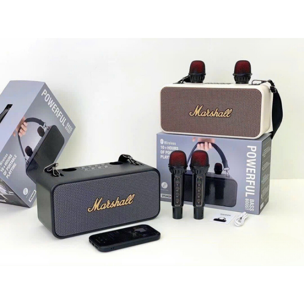 Loa bluetooth karaoke K186 kèm 2 micro không dây xách tay công xuất 20W âm thanh trầm ấm bass căng TECHIPS STORE