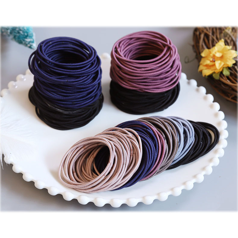 Set 100 Dây Cột Tóc Trơn Màu