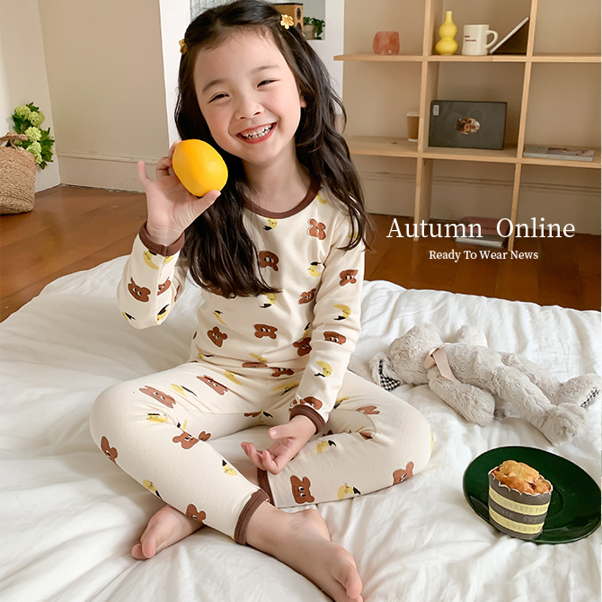 Bộ thu đông dài tay AMBB KIDS cho bé gái/ bé trai chất cotton co giãn 4 chiều, mềm mịn - Bộ ngủ thu đông cho bé