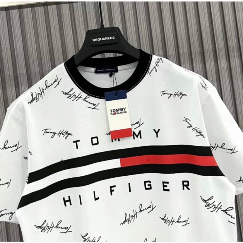 Áo Phông Tommy Chữ Kí Bản Thêu Chất Liệu Cotton - Áo Thun Nam Nữ Tommy Chữ Kí Phong Cách Boy Phố Hot 2023