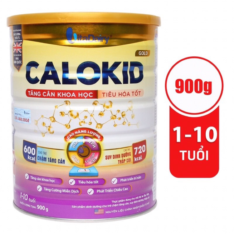 Sữa bột Calokid Gold 900g TĂNG CÂN, CHIỀU CAO CHO BÉ YÊU 1-10 tuổi