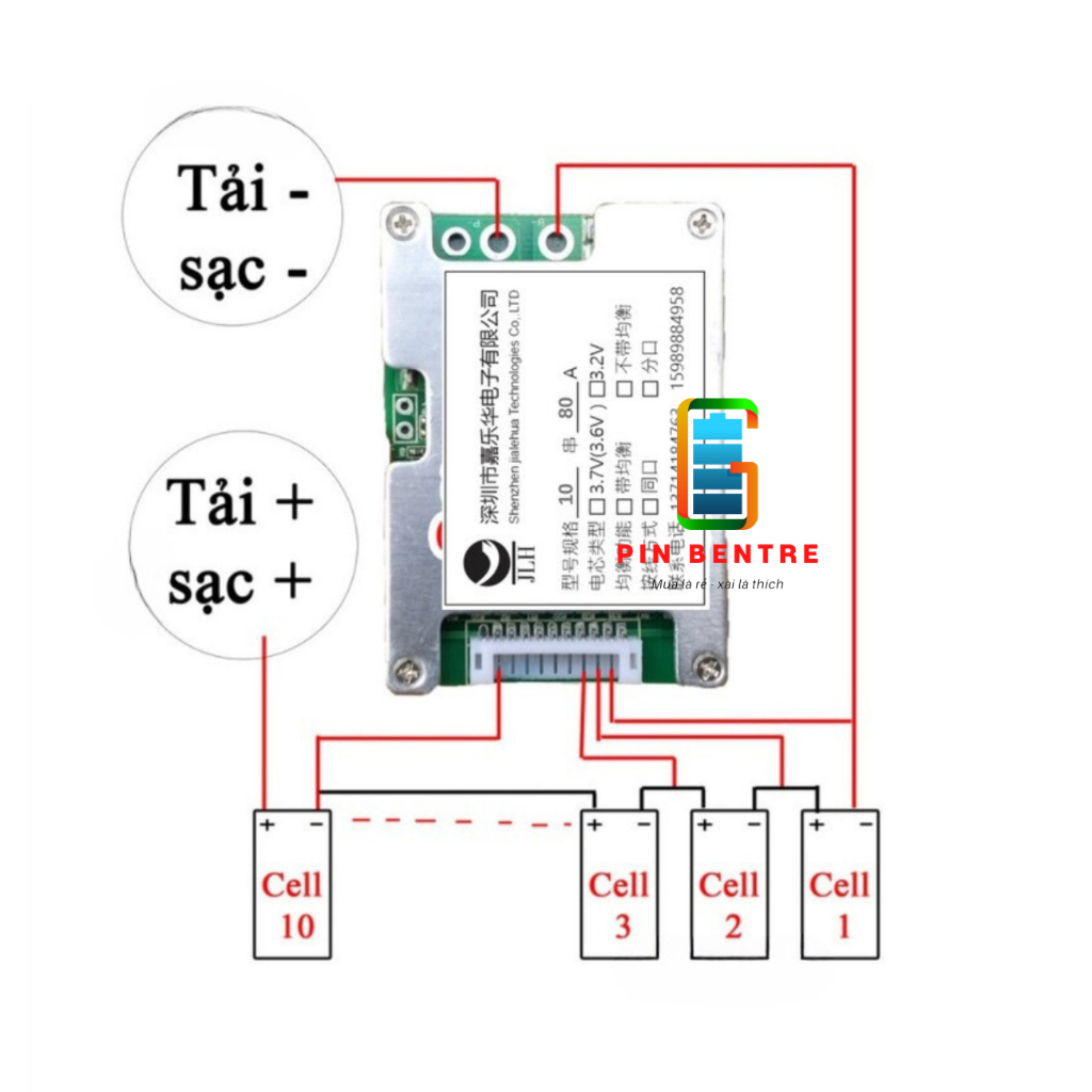 Mạch 10S - 80A JLH Đa Năng Bảo Vệ Sạc/Xả Pin Li-ion 3.7V