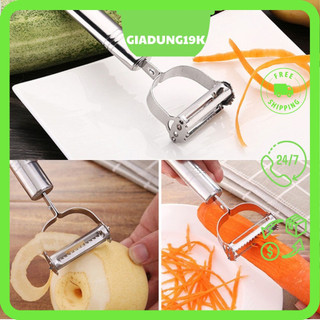 Nạo Rau Củ QUẢ INOX Cao Cấp Đa Năng 3 in 1 - bào rau củ quả inox và bào sợi inox tiện lợi cầm tay nhỏ gọn